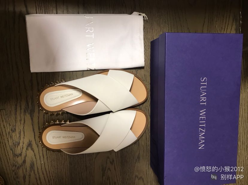 Stuart weitzman rockrose leather on sale slides